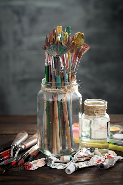 Brushes and paints for painting