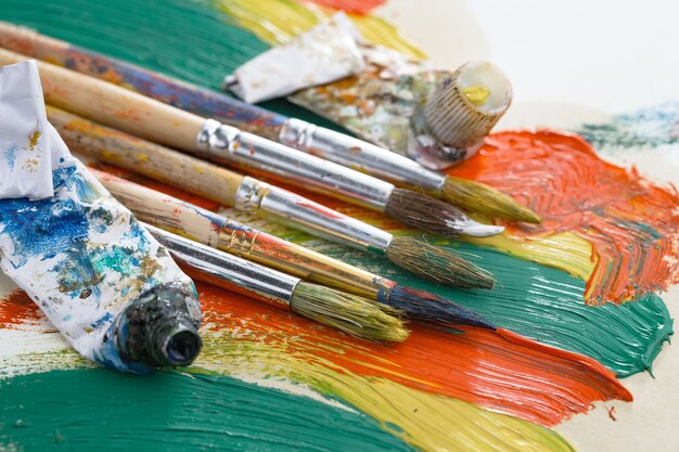 Brushes and paints for painting