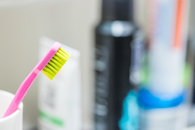 Brushing the teeth Toothbrush in the bathroom