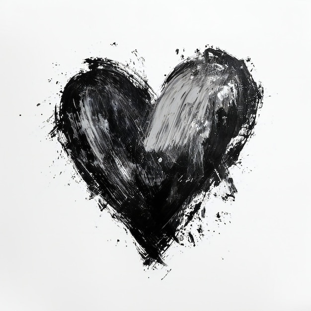 Photo brushpainted heart in black amp white