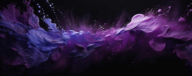 a brushstroke of deep purple is on top of white in the style of black background