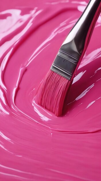 Brushstrokes on pink shining paint