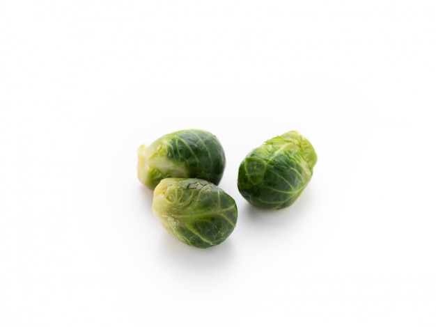 brussel sprouts with shadow on isolated white background