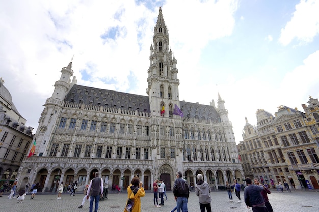 BRUSSELS BELGIUM JUNE 7 2022 Brussels Town Hall listed as a UNESCO World Heritage Site as part of the square Brussels Belgium Europe