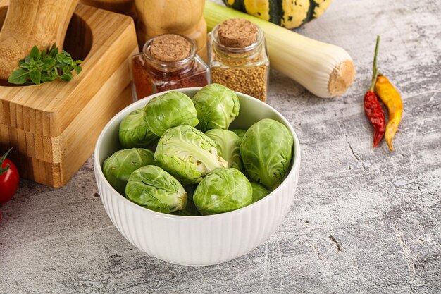 Brussels sprout cabbage in the bowl