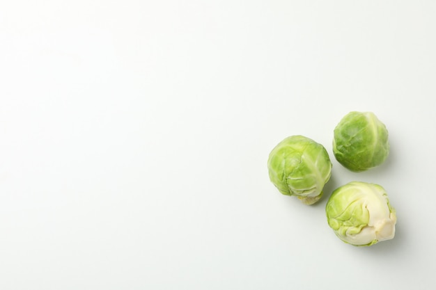Brussels sprout on white surface