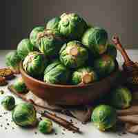 Photo brussels sprout whte background