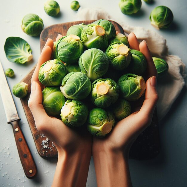 Photo brussels sprout whte background