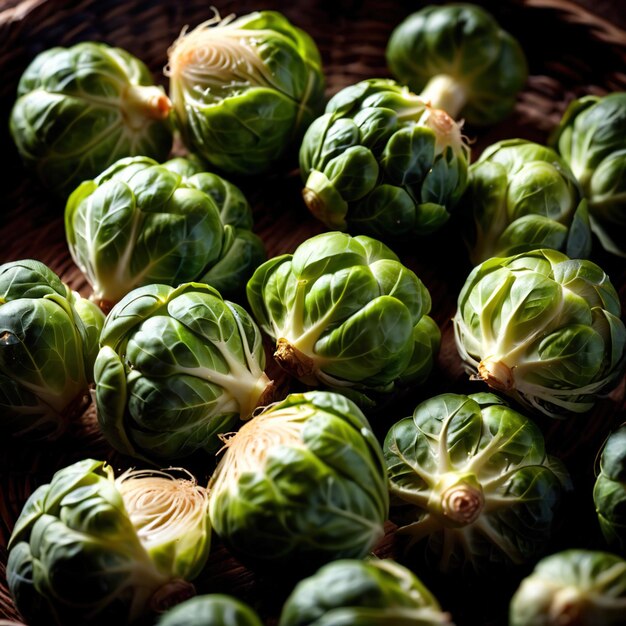 Photo brussels sprouts fresh raw organic vegetable