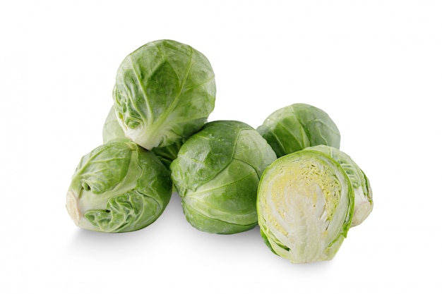 Brussels sprouts on white