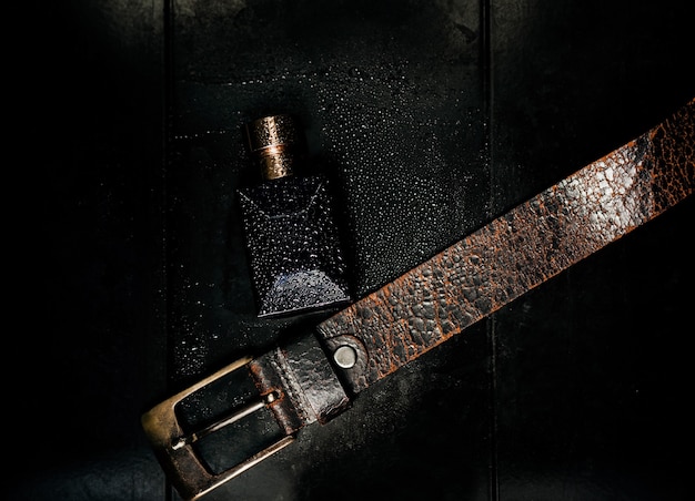 Brutal men's perfume. the fragrance of masculinity and leather