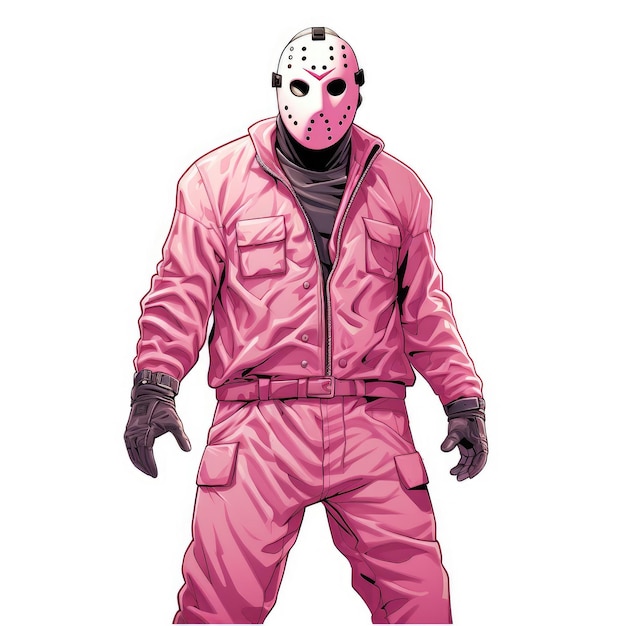 Brutal Revelation Jason Voorhees Embraces Horror Manga Style in Masculine Psychedelic Pink Jumpsui