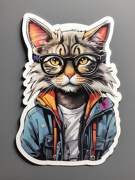 Brutale kat met glazen sticker