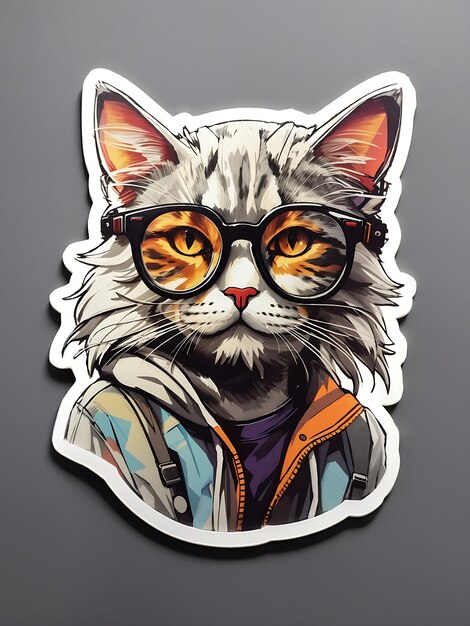 Brutale kat met glazen sticker