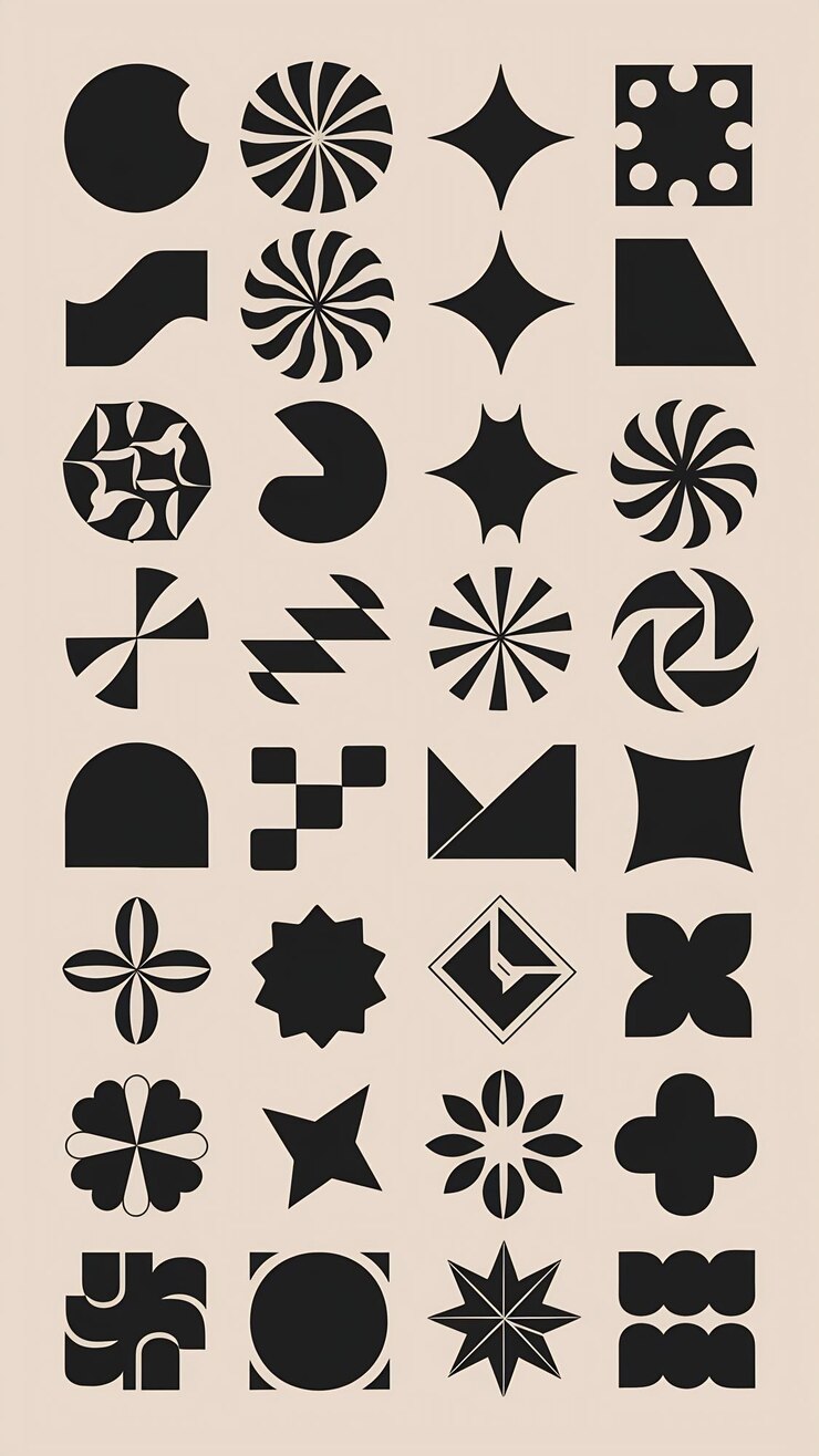 Photo brutalist shapes cool geometric forms bauhaus minimalist graphic design elements