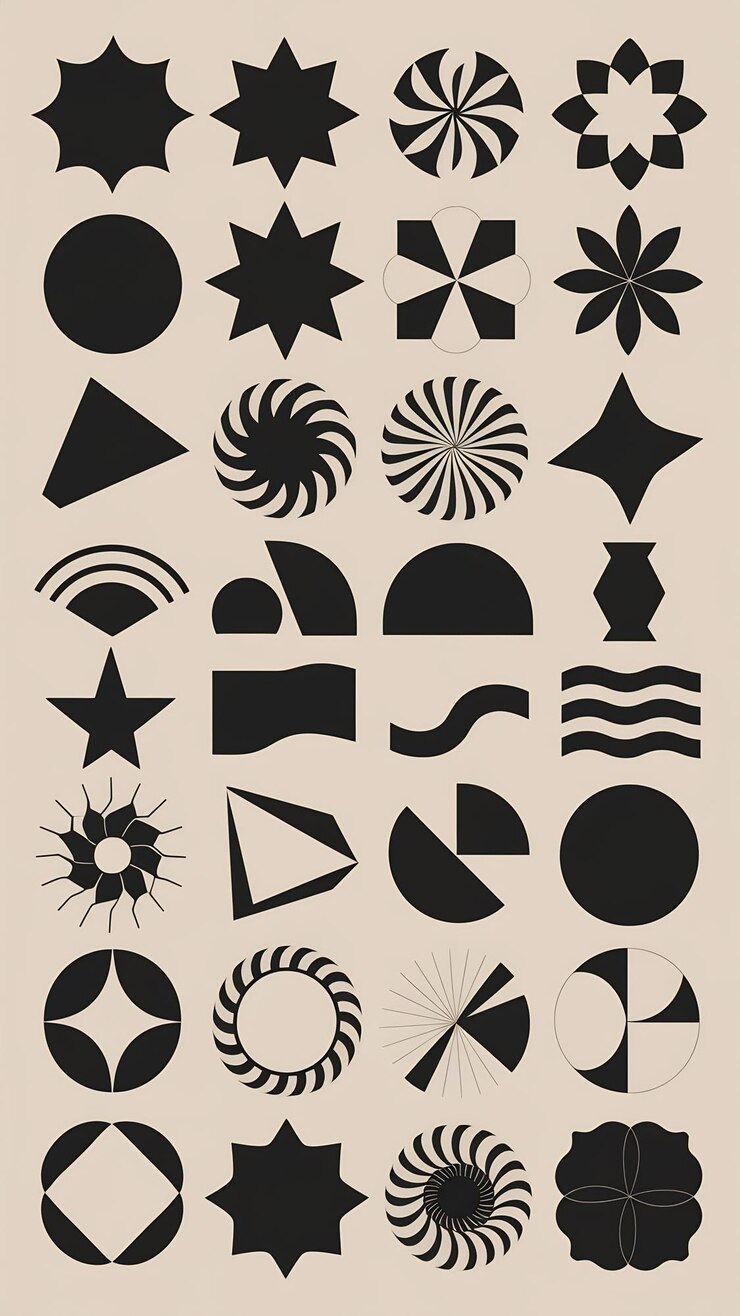 Photo brutalist shapes cool geometric forms bauhaus minimalist graphic design elements