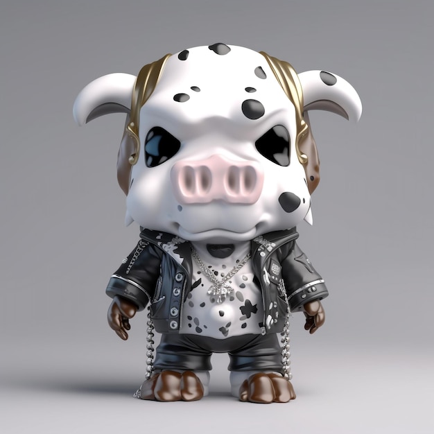 brute koe personage in het jasje 3d rendering funko pop