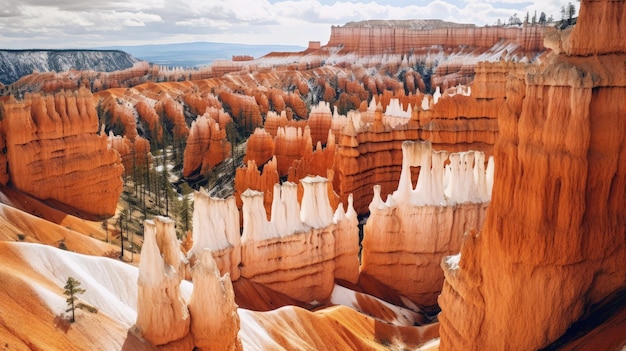 Bryce canyon usa hoodoos red orange rock formations dramatic Created with Generative AI technology
