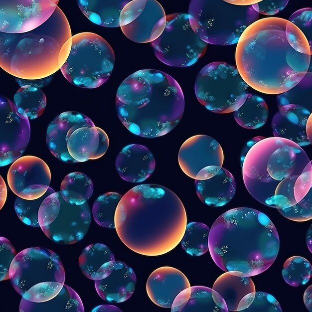 Bubbels met een blauwe achtergrond en een zwarte achtergrond met een ruimte voor tekst