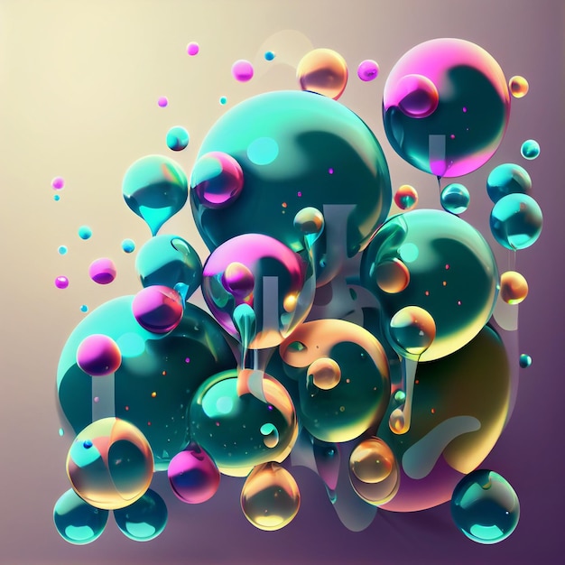 Bubble Abstract 3D Render of Colorful Bubbles