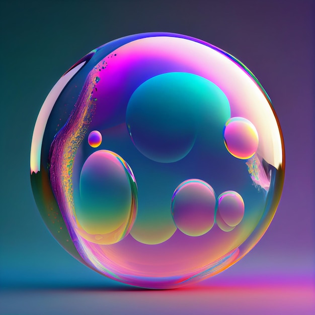 Bubble Abstract 3D Render of Colorful Bubbles