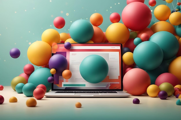 Bubble balls op computer website mockups