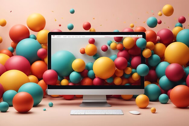 Bubble balls op computer website mockups
