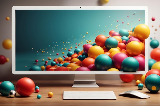 Bubble balls op computer website mockups