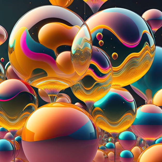 Bubble on liquid Abstract pattern Futuristic wallpaper Digital illustration 3d render