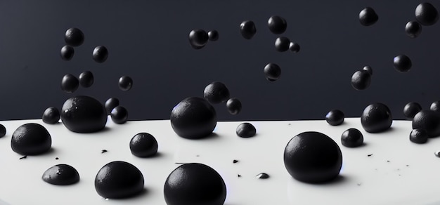 Bubble milk tea with tapioca balls splashing against black background