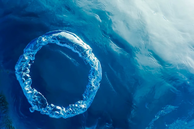 Photo bubble ring underwater, ring bubble.