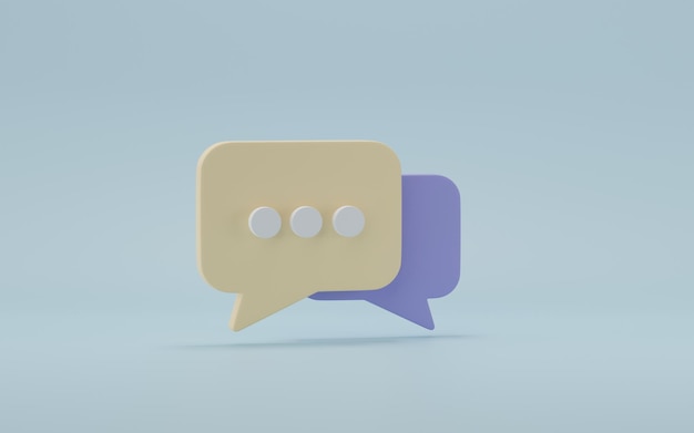 Bubble talk or comment sign symbol on blue background 3d render illustration