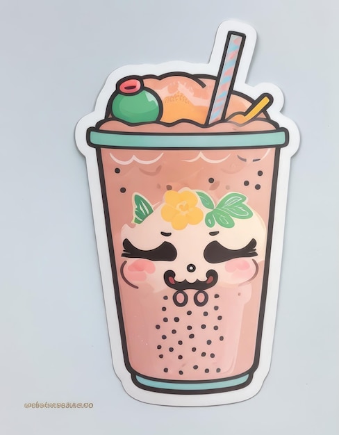 Bubble Tea Cutie Cheerful Character with Straw