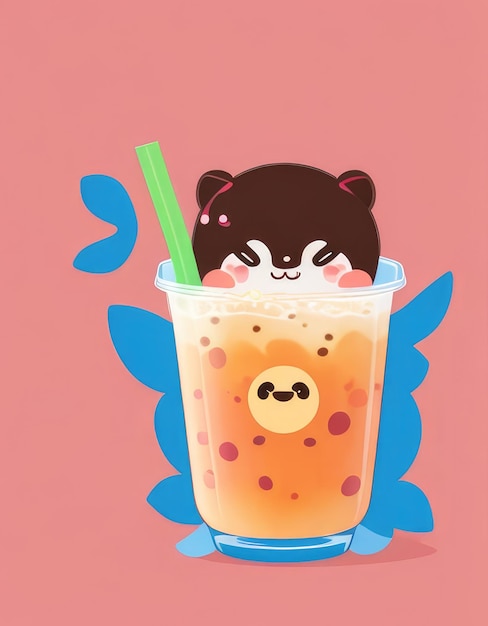 Bubble Tea Cutie Vrolijk karakter met rietje