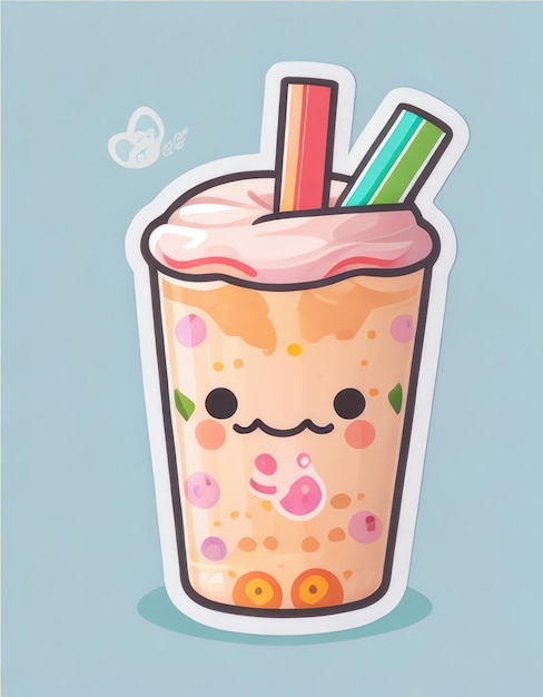 Bubble Tea Cutie Vrolijk karakter met rietje