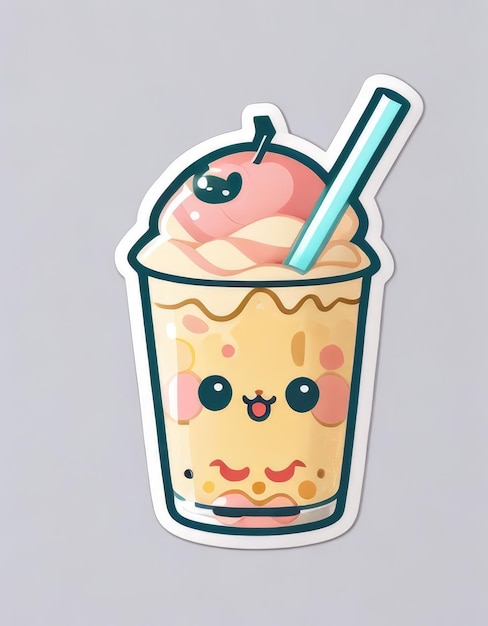 Bubble Tea Cutie Vrolijk karakter met rietje