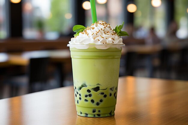 Bubble Tea met groene appel smoothie