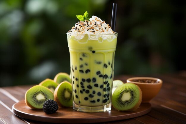 Bubble Tea met Kiwi Popping Boba