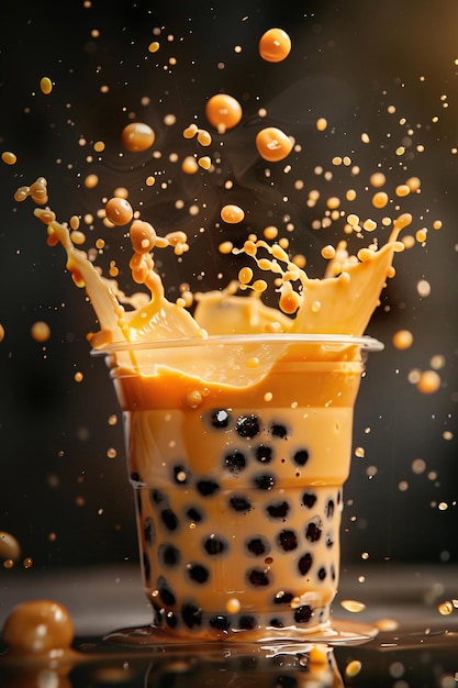 Bubble tea splash met tapioca parels