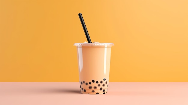 bubble tea with straw mockup template