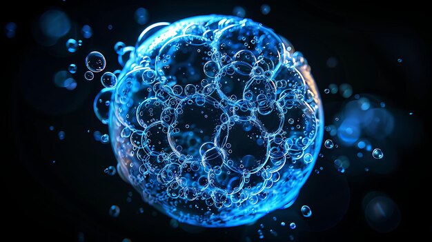 Photo a bubble with water and bubbles