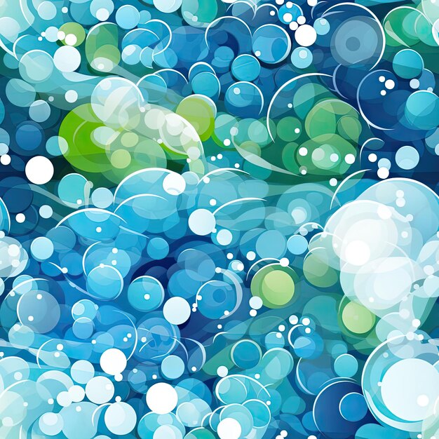 Bubblefilled background with shades of blue and green tiled