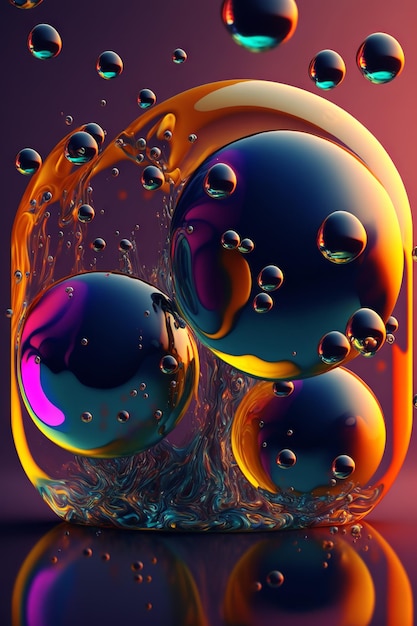 Bubbles background with psychedelic colors