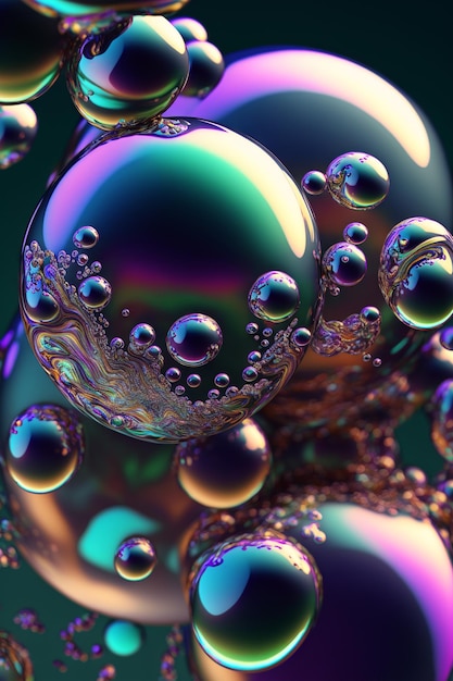 Bubbles background with psychedelic colors