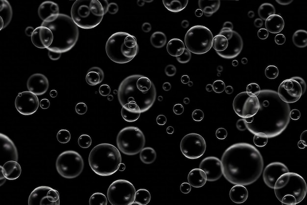 Photo bubbles in a black background with a black background