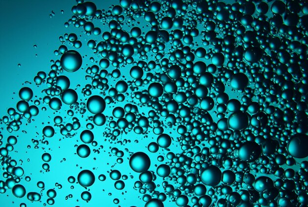 Bubbles in a blue bowl with blue background