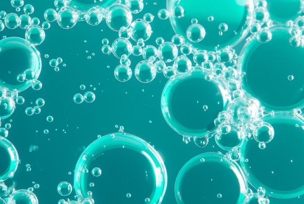 Photo bubbles in a blue water with bubbles