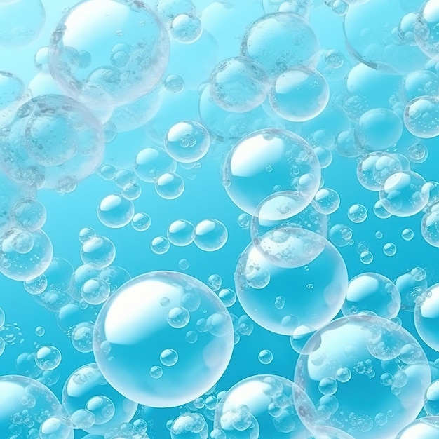 Пузырьки в голубой воде с пузырьками