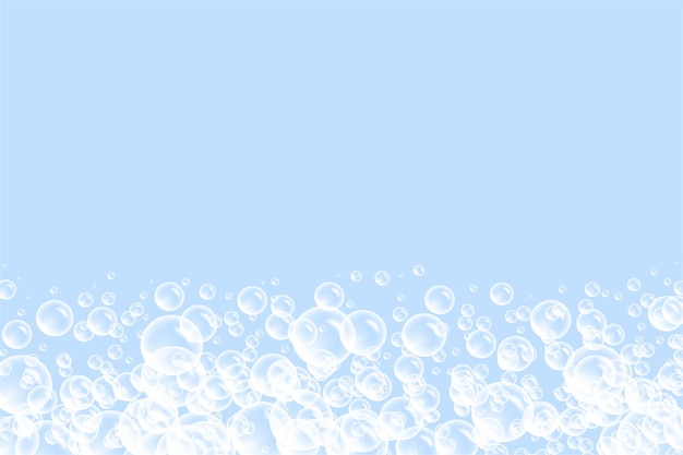 Bubbles border background bath soap suds with bunch of foam\
spheres in many circular sizes floating as clean blue symbols of\
washing and bath freshness