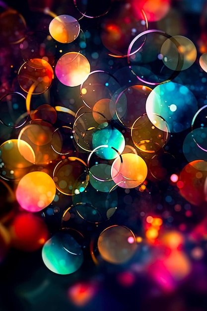 Bubbles circles and bokeh spots as abstract multicolored background generative AI